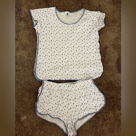 Blue hydrangea mini hearts Lake pajama set - Picture 2 of 4